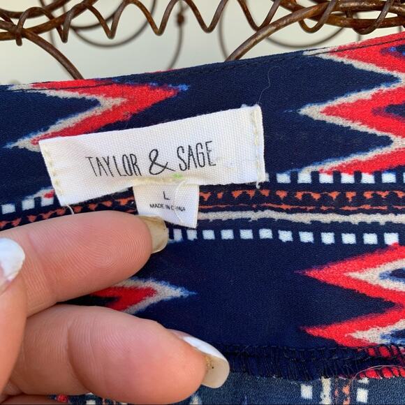 Taylor & Sage chevron southwestern slinky kimono LARGE blue orange white - Picture 4 of 6